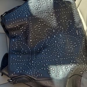 Coach black leather shoulder bag